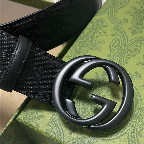 Gucci Black GG Monogram Belt
